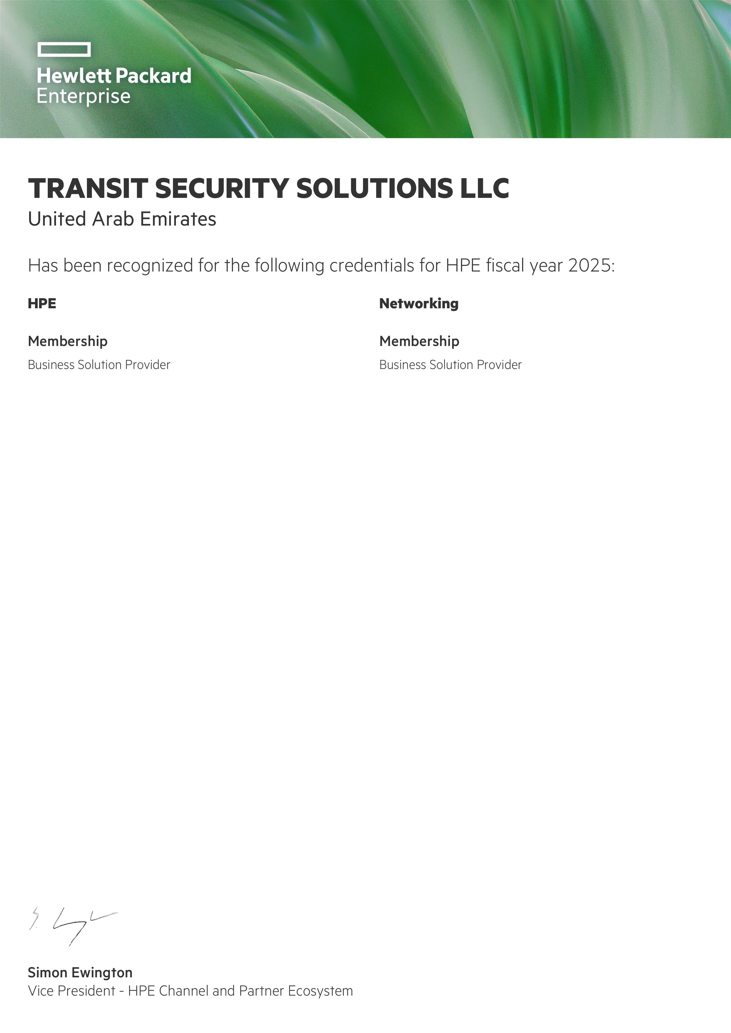 HPE Partner Certificate