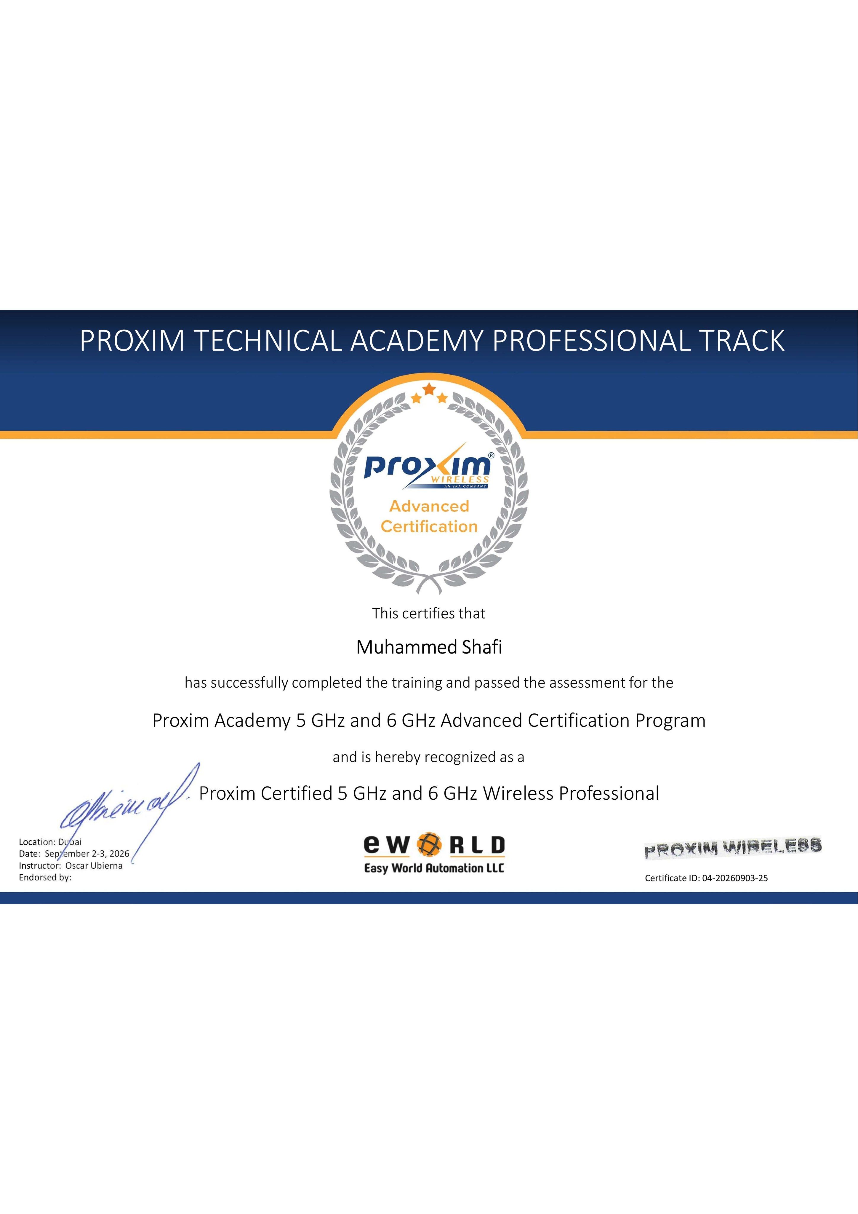 Proxim-Mr. Muhammed Shafi